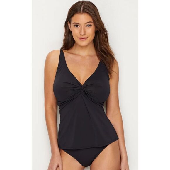 New. Sunsets by Soft Surroundings, black tankini top with a twist. 34D/36C - Picture 2 of 10